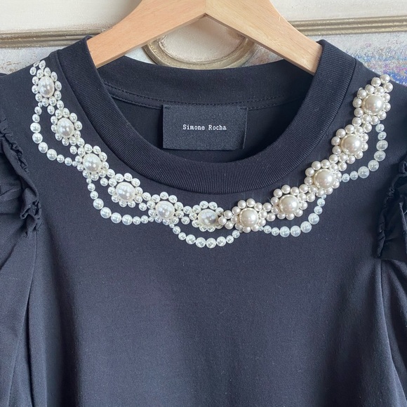 Simone Rocha Pearl embellished ruffled T-shirt - Picture 3 of 9